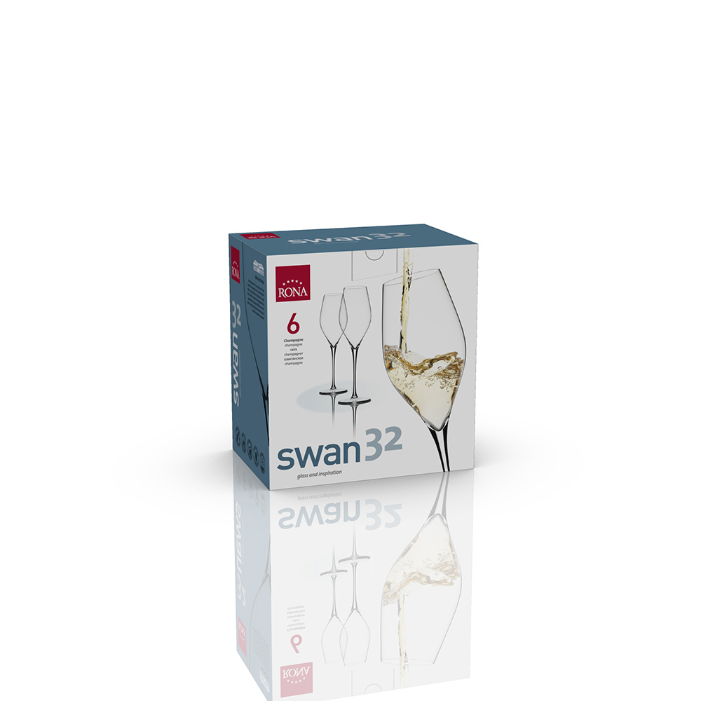 Swan Crystal Champagne Flute 320ml - set of 6 - Image 3