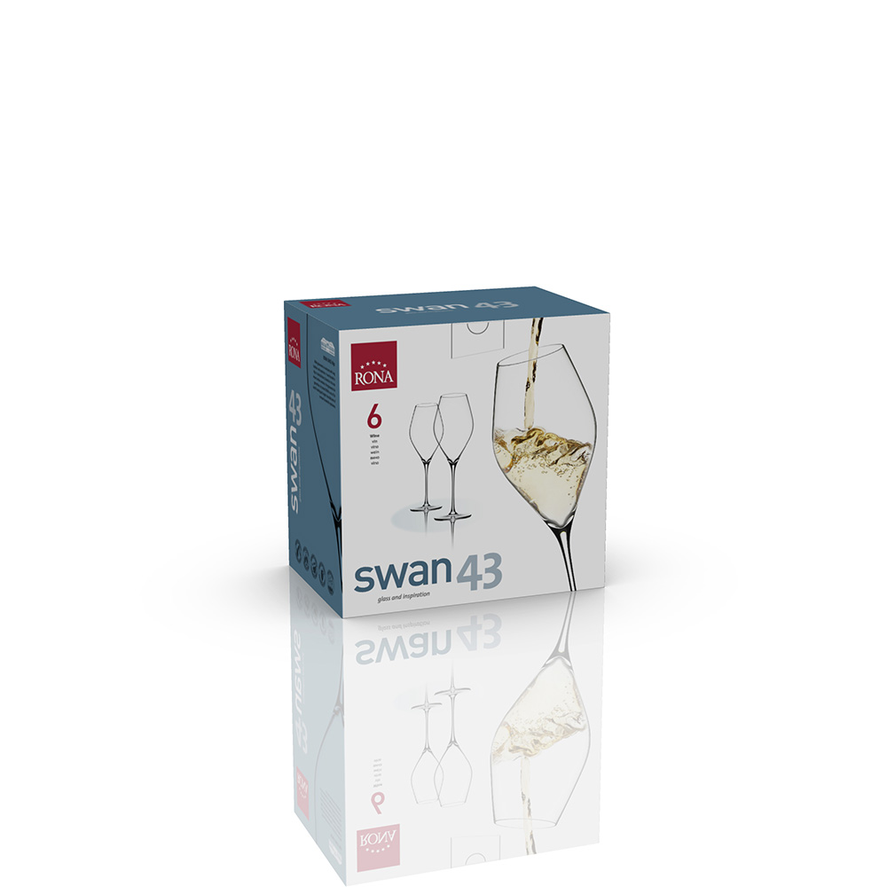 Swan Crystal Wine Glass 430ml - set of 6 - Image 3